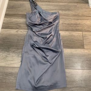 Dark silver one shoulder cocktail dress size 10